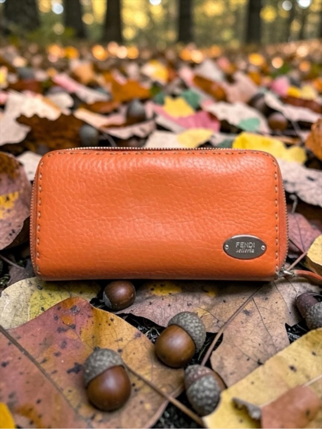 Fendi Selleria Leather Wallet - Vibrant Orange